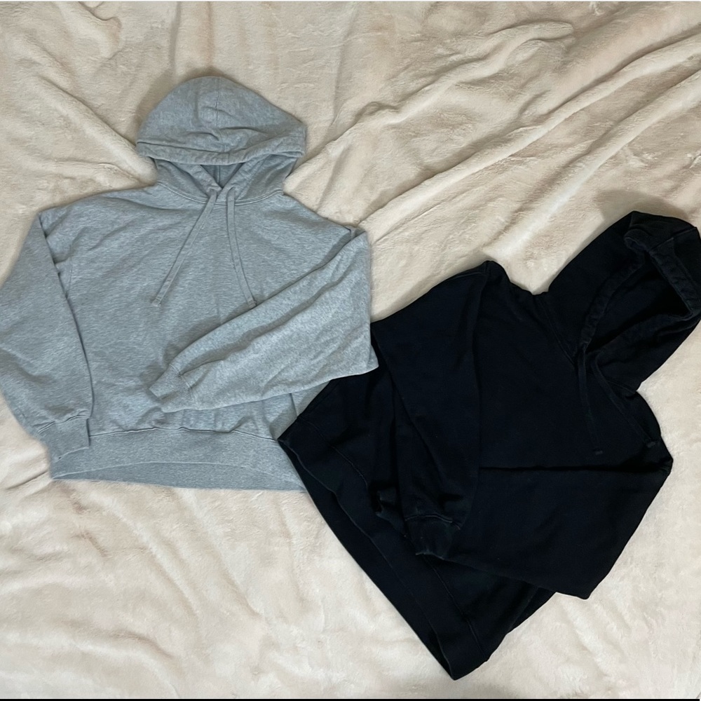 H&M Light Gray and Black Cotton Hoodie Bundle Set Size Small Eco Collection